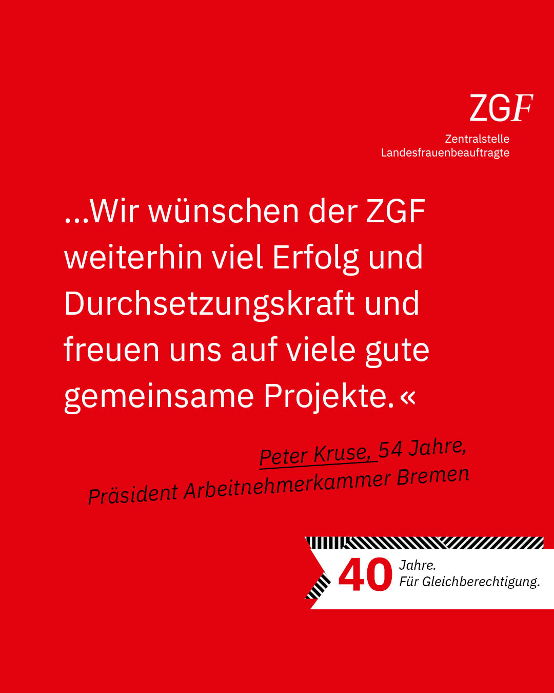 Statement 40 Jahre Gleichberechtigung, Peter Kruse, Präsident Arbeitnehmerkammer Bremen